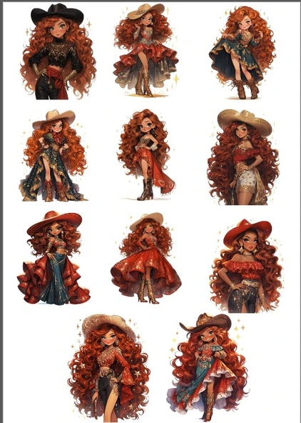 Kovboy Kız Sticker Set