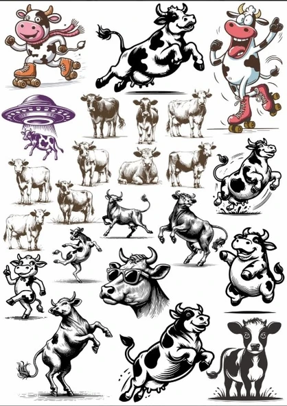 İnek ve Çiftlik Hayatı Sticker Set 2