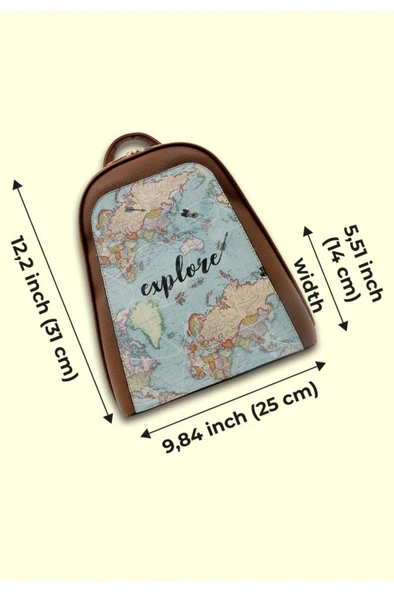 Kadın Vegan Deri Kahverengi Sırt Çantası - Explore Tasarım - 6