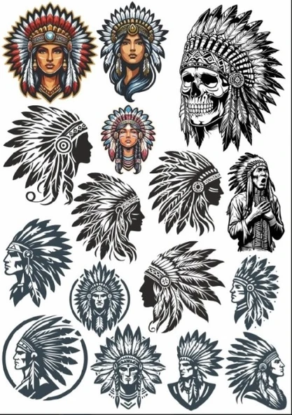 Apache Kızılderili Sticker Set