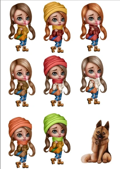 Sevimli Kızlar Sticker Set