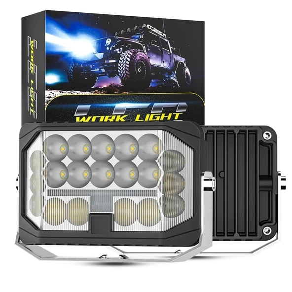 Off Road Sis Farı Modifiye Gündüz Led 7 inç 177mm Çift Renk Spot Delici Işık Oto Lambası 1 ADET