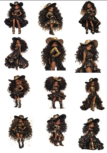 Kovboy Kız Sticker Set