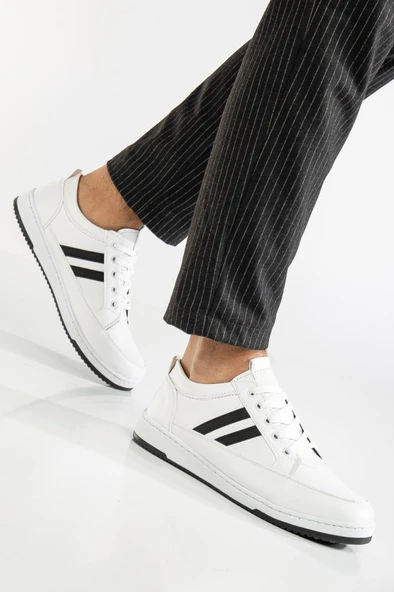 Erkek Beyaz Günlük Esnek Rahat Dikişli Poli Taban Yürüyüş Garantili Spor Ayakkabı ALBERTO-9327 - 3