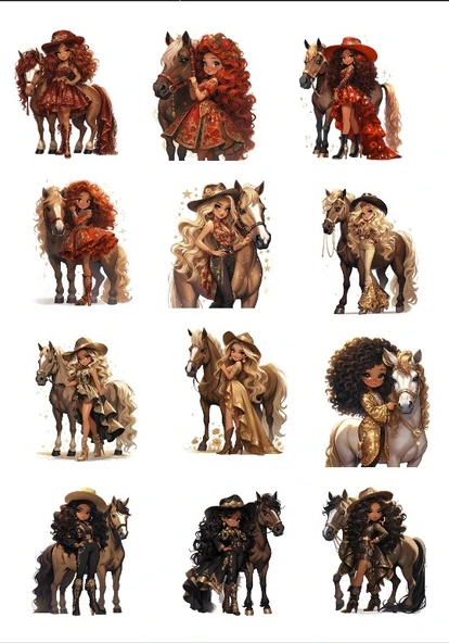 Kovboy Kız Sticker Set