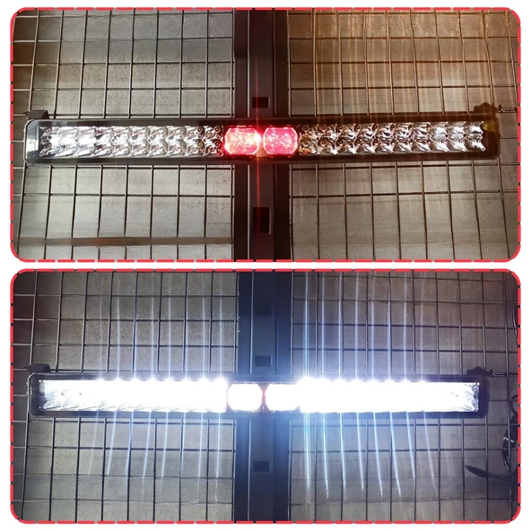 Off-Road Premium Tavan LED Bar 80CM Beyaz Projektör Kırmızı Göz Gündüz Led Metal Gövde 12-24V 1 ADET - 2