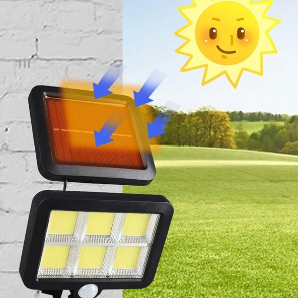 GÜNEŞ ENERJİLİ 120 COB LED IŞIK  BEYAZ RENK 4.7m Kablolu  3 Modlu