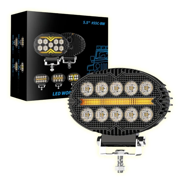 Off Road Sis Farı 5,5 İnç Selamlamalı Çakar İkaz Led 2 Mod Projektör Çalışma Lambası 12/24 V 1 ADET