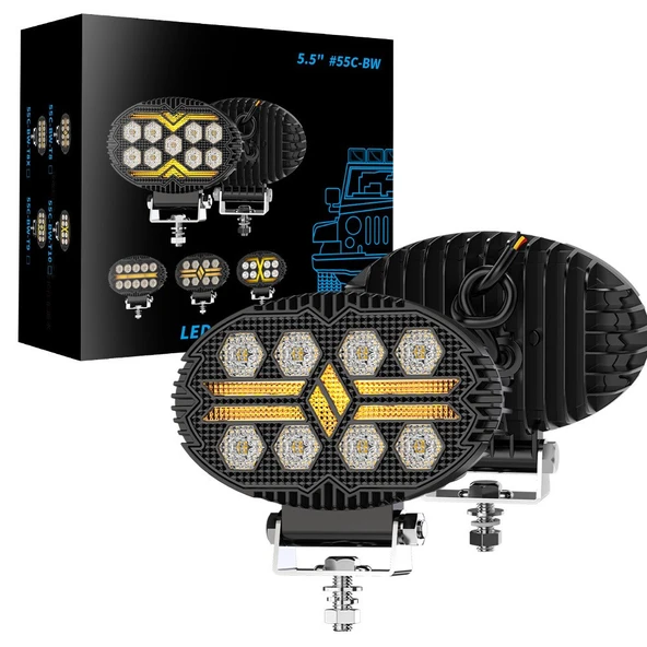 Off Road Sis Farı 5,5 İnç Selamlamalı Çakar İkaz Led 2 Mod Projektör Çalışma Lambası 12/24 V 1 ADET
