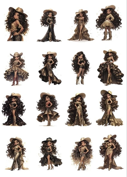 Kovboy Kız Sticker Set