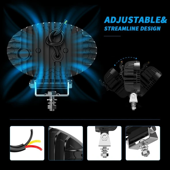 Off Road Sis Farı 5,5 İnç Selamlamalı Çakar İkaz Led 2 Mod Projektör Çalışma Lambası 12/24 V 1 ADET - 5