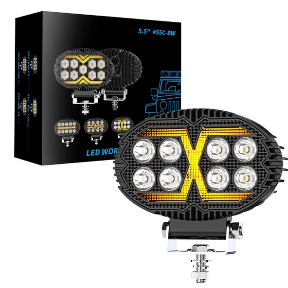 Off Road Sis Farı 5,5 İnç Selamlamalı Çakar İkaz Led 2 Mod Projektör Çalışma Lambası 12/24 V  1 ADET