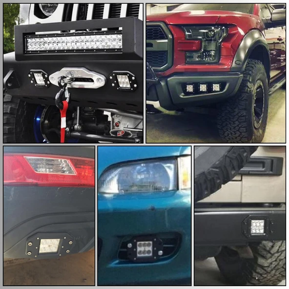 Off Road Led Çalışma ve Tampon Sis Lambası 12-24V Traktör Tır Kamyon ATV Metal Sis Farı 4 ADET - 2