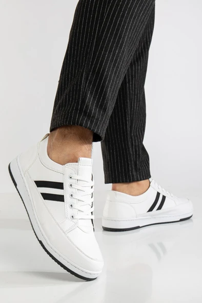 Erkek Beyaz Günlük Esnek Rahat Dikişli Poli Taban Yürüyüş Garantili Spor Ayakkabı ALBERTO-9327 - 2