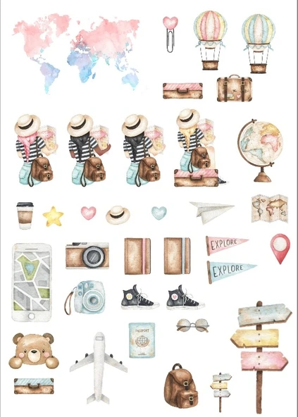 Seyahat Temalı Sticker Set