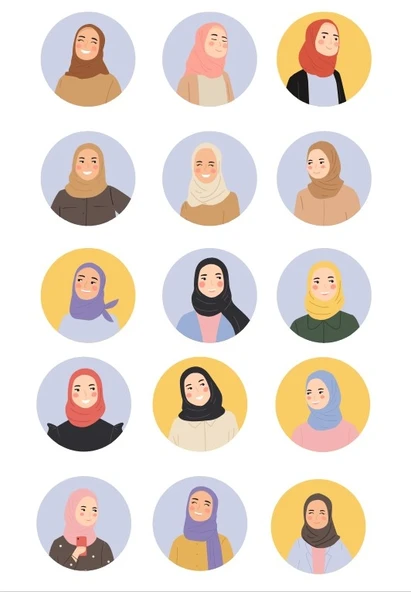 Kapalı Kız Sticker Set