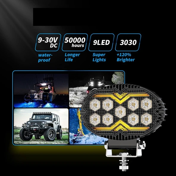 Off Road Sis Farı 5,5 İnç Selamlamalı Çakar İkaz Led 2 Mod Projektör Çalışma Lambası 12/24 V 1 ADET - 6