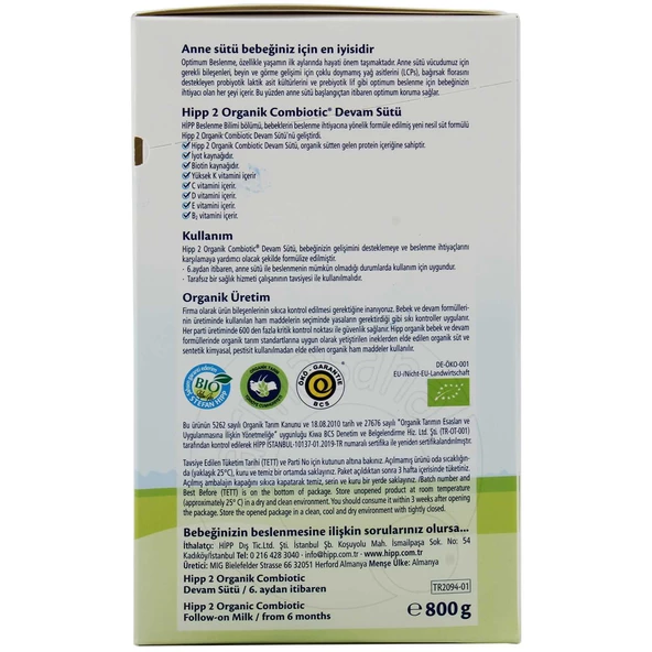 Hipp 2 Organik Combiotic Devam Sütü 800 gr - 4