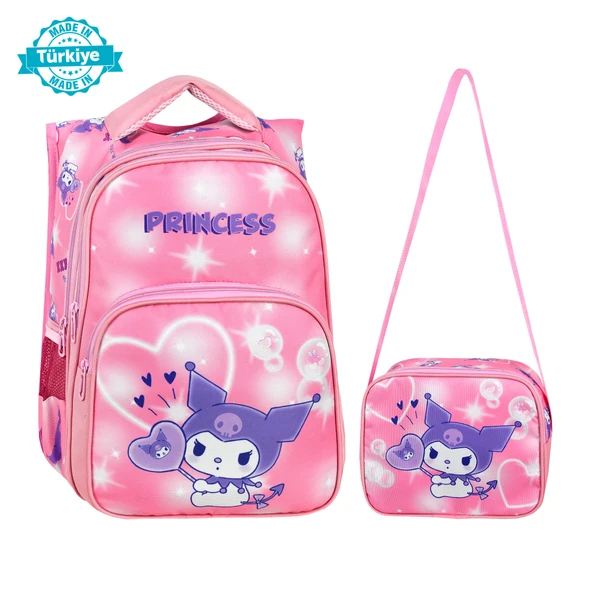 Waddell Pembe Kuromi Desenli İlkokul Çantası Beslenme Çantalı 25404 - 9