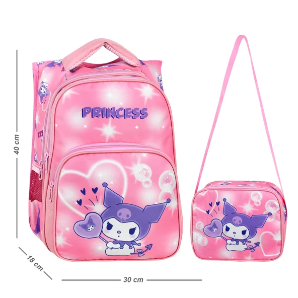Waddell Pembe Kuromi Desenli İlkokul Çantası Beslenme Çantalı 25404 - 8