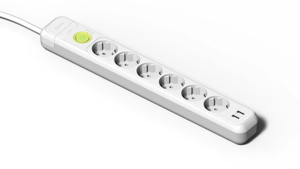 Famatel Anahtarlı Topraklı Kablolu Grup Priz Usbli  6lı ürün görseli 1