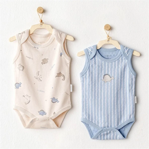 Andywawa AC25921 Dino 2'Li Bebek Body Beige Blue