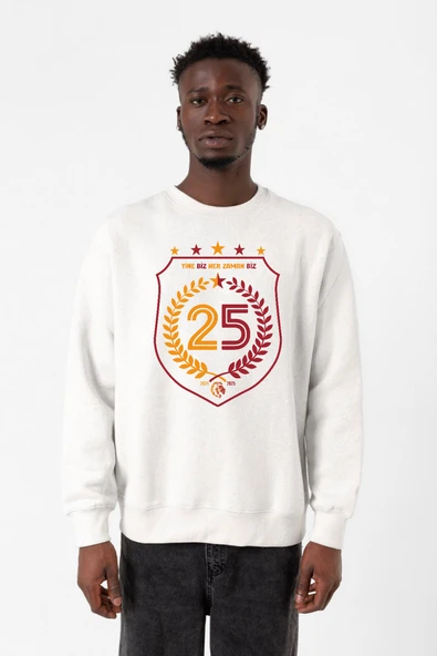 25 Şampiyonluk Yine Biz Beyaz Erkek 2ip Sweatshirt