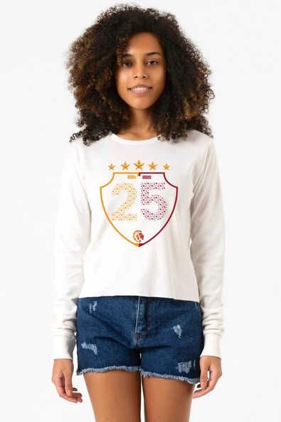 25 Şampiyonluk Shield Ekru Ekstra Uzunkol Sweatshirt ürün görseli