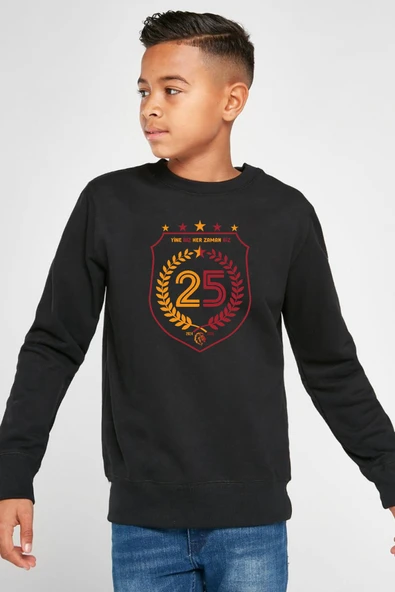 25 Şampiyonluk Yine Biz Siyah Çocuk 2ip Sweatshirt