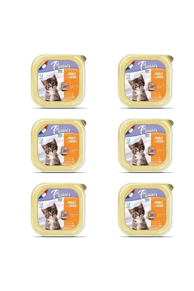 Plaisir Kitten Tavuk Etli Pate Yavru Kedi Yaş Maması 100 Gr x 6 Adet