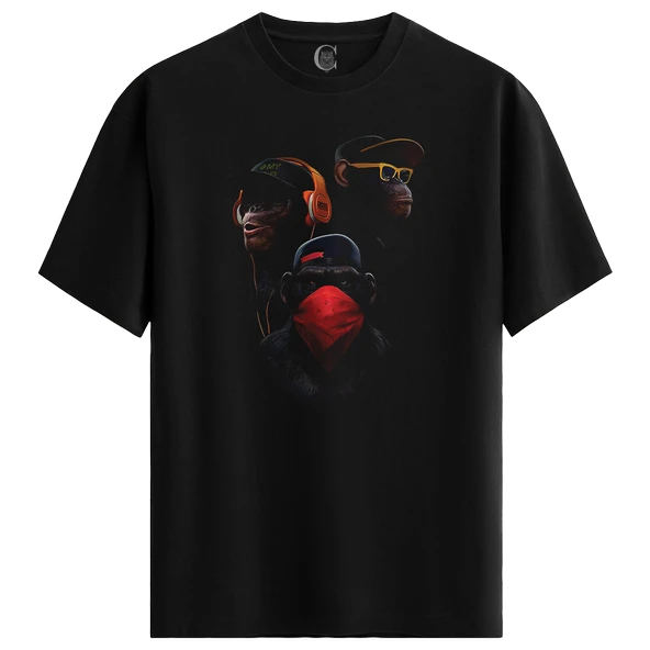 Urban Apes - %100 Pamuklu Erkek Siyah Tişört - Premium Quality ürün görseli 1