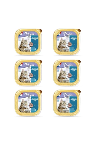 Plaisir Morina Balıklı Pate Kısırlaştırılmış ve Yetişkin Kedi Yaş Maması 100 Gr x 6 Adet