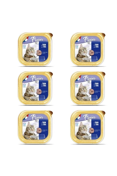 Plaisir Ton Balıklı Pate Kısırlaştırılmış ve Yetişkin Kedi Yaş Maması 100 Gr x 6 Adet