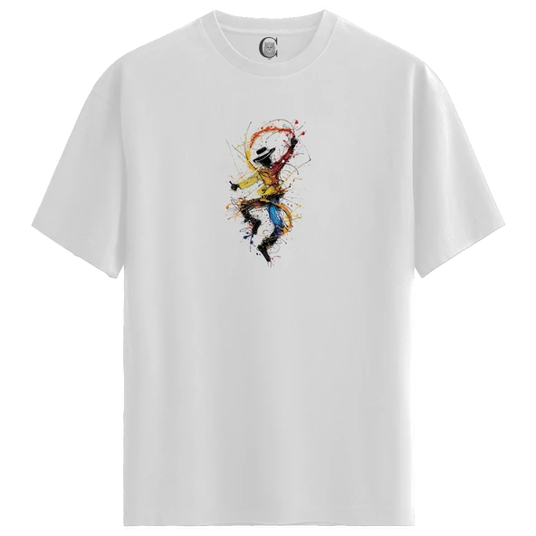 Painted Rhythm - %100 Pamuklu Erkek Beyaz Tişört - Premium Quality ürün görseli 1