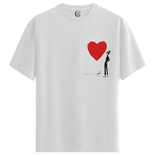 Heartstroke - %100 Pamuklu Kadın Beyaz Tişört - Premium Quality ürün görseli 1