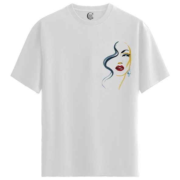 Elegant Trace - %100 Pamuklu Kadın Beyaz Tişört - Premium Quality ürün görseli 1