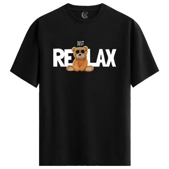 Chill Bear - %100 Pamuklu Erkek Siyah Tişört - Premium Quality ürün görseli 1