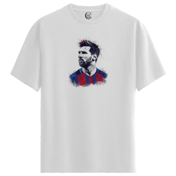 Barca Messi - %100 Pamuklu Kadın Beyaz Tişört - Premium Quality ürün görseli 1