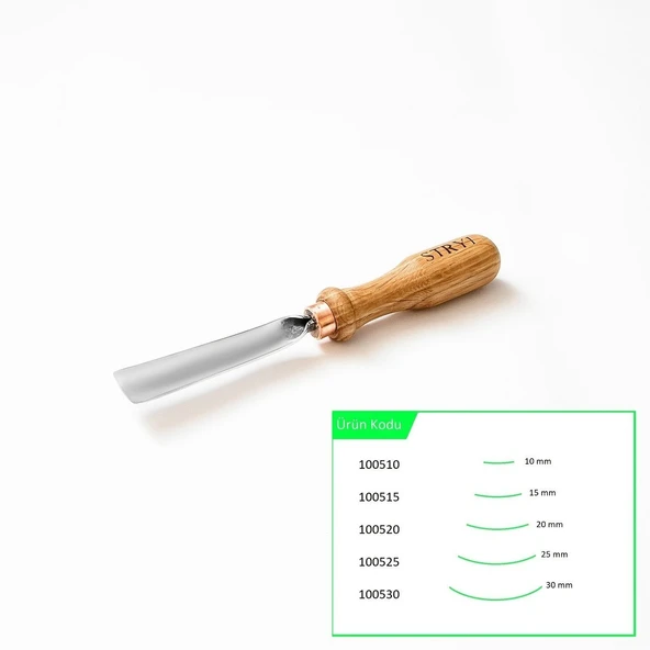 STRYI 100520 Düz Tip Sığ Oluklu Ahşap Oyma Iskarpelası 20 mm - Resim 12