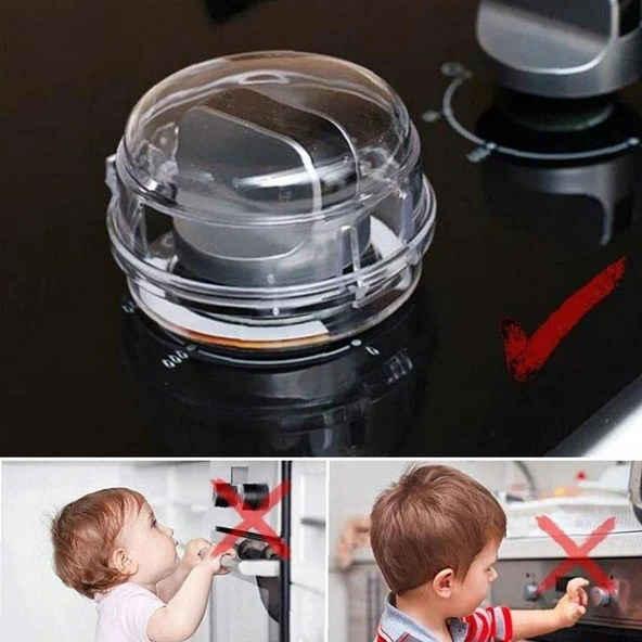 4 Lü Set Ocak- Fırın Düğme Koruyucu Kilitli Güvenlik Kapakları - 4