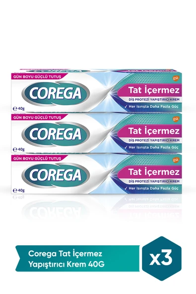 Corega Tat İçermez Yapıştırıcı Krem 40 gr x 3 Adet