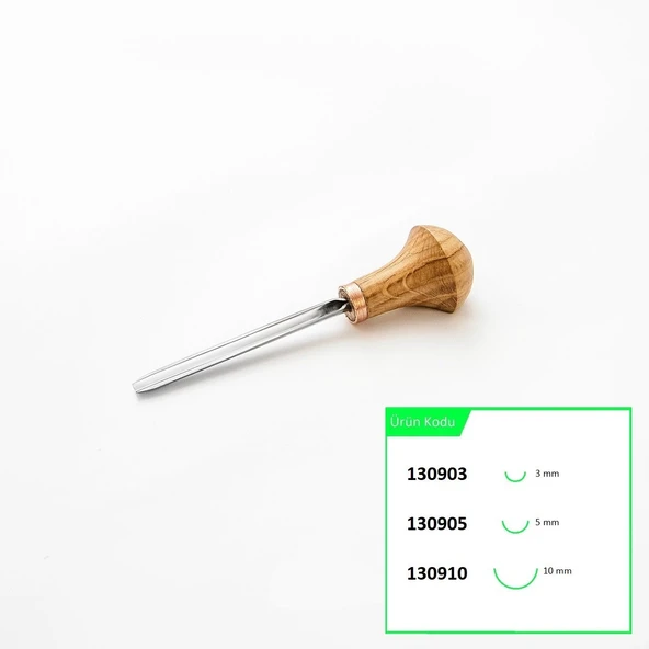 STRYI 130905 Avuç İçi Derin Oluklu Ahşap Oyma Iskarpelası 5 mm - 12