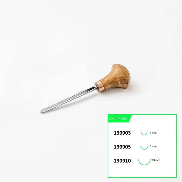 STRYI 130903 Avuç İçi Derin Oluklu Ahşap Oyma Iskarpelası 3 mm - Resim 5