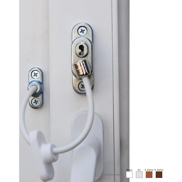 Anahtarlı Halatlı Pvc Kapı Pencere Emniyet Kilidi - 3