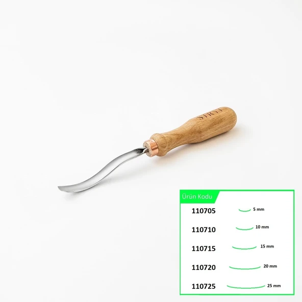 STRYI 110705 Bükülmüş Sığ Oluklu Ahşap Oyma Iskarpelası 5 mm - Resim 6