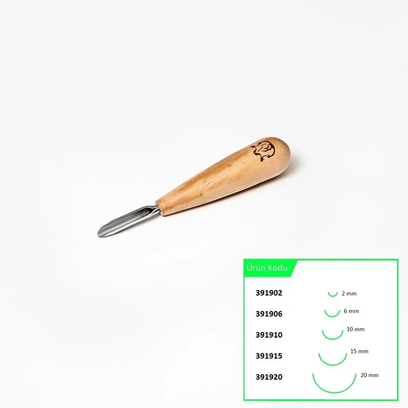 STRYI 391906 Kısa Tip Derin Oluklu Ahşap Oyma Iskarpelası 6 mm - Resim 3