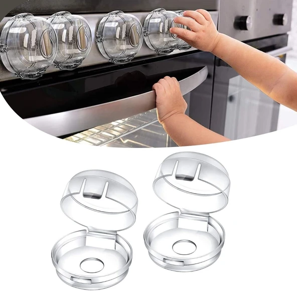 4 Lü Set Ocak- Fırın Düğme Koruyucu Kilitli Güvenlik Kapakları - 2