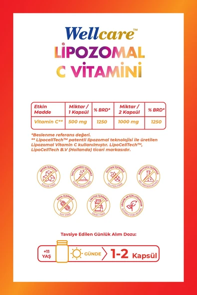Wellcare Lipozomal C Vitamini - 30 Kapsül - Resim 2