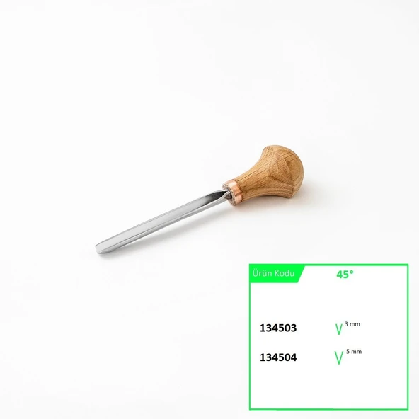 STRYI 134505 Avuç İçi V Ağız 45 Derece Ahşap Oyma Iskarpelası 5 mm - Resim 9