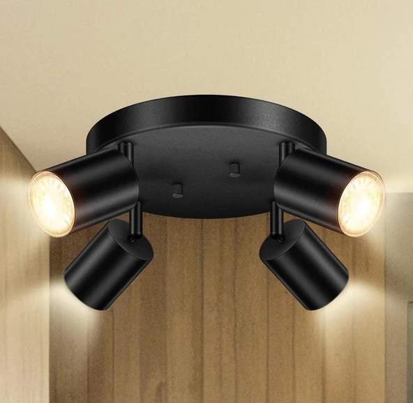 Demet habek mylights gün ışığı LED ampullü metal dörtlü hareketli. LED avize LED spot